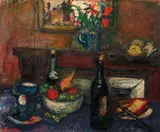 Arbit Blatas, Still Life with Wine Bottles, Oil on canvas