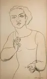 Roger de La Fresnaye, Untitled (Head and Torso of a Woman), 1920, Pencil on paper
