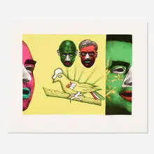 Trabajo by Ed Paschke, 1993, photolithograph in colors on Arches, sold Nov 2020