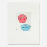 Donald Baechler, Red + Blue Cup Cakes, 1999, soft-ground etching and aquatint printed on Magnani Pescia paper