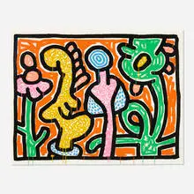 Keith Haring, Flowers IV, 1990, screenprint in colors on Coventry paper