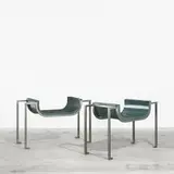 Renaud Vuaillat, stools, pair, c. 2000, steel, lacquered wood