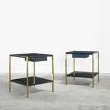 Maison Charles, nightstands, pair, c. 1960, lacquered wood, brass