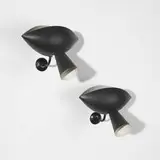 Chachan sconces, pair by Serge Mouille, 1957, enameled aluminum, enameled steel, sold Jun 2010