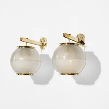 Lp7 sconces, pair by Ignazio Gardella, 1955, brass, glass, sold Jun 2010