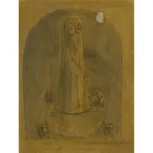 Leonora Carrington, Veiled figure, brush, ink and wash on paper