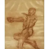 Leon Golub, untitled (Figure Study), c. 1960, sanguin conte on vellum