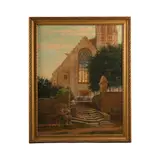 Paul Henri Bréham, After the Sunday services, oil on canvas