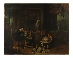 Balthasar van den Bossche, Dans l'atelier du sculpteur, oil on canvas