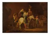 Jan Aertsz Marienhof, Le départ d'Angélique et Médor (?), oil on panel