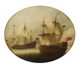 Bateaux sur une mer calme by Cercle de Bonaventura Peeters the Elder, oil on canvas, offered Nov 2022