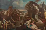 Liborio Riccio, Moïse fait jaillir de l'eau du rocher, oil on canvas