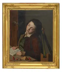 Pierre-Joseph Gauthier, Portrait de jeune homme endormi, oil on canvas, unlined