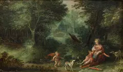 Vénus et Adonis by Cercle de David Vinckboons, oil on panel, sold Nov 2022