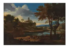 Cercle de Francisque Millet, Promeneurs près d'un lac Toile, oil on canvas
