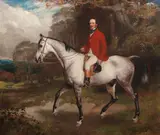 Rha William Osborne, Equestrian portrait of Thomas Conolly, MP, of Castletown, mounted on a dappled grey hunter in a wooded landscape, Oil on canvas