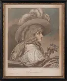 French School, Cupid with palm fronds,, A pair, oil on copper, ovals, 17.5 x 14.5cm, together with a collection of 19th century mezzotints and engravings, to include: