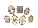 Charles Auguste Guillaume, A portrait miniature of Mme de Pompadour (1721-1764), holding a manuscript.