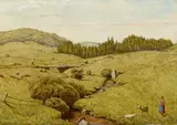 Hans Thoma, Schwarzwaldlandschaft, 1917, Öl auf Holz