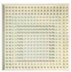 Klaus Staudt, Huldigung an Albers 3, 1977, Polystyrol weiß, Acrylglas transparent in weiß bemaltem Holzkasten