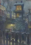 Hans Baluschek, Regen, 1917, Gouache und Farbkreiden auf genarbtem Velin