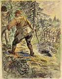No echo here“ („Deutscher Wald 1933“) by George Grosz, Um 1936, Aquarell über Tuschfeder auf Papier, sold Nov 2013