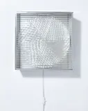 Heinz Mack, Rotor, 1971, Handgeprägte Aluminiumscheibe auf Elektromotor in Edelstahlkasten mit Wellenglas