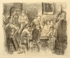Beratung by Karl Hofer, Um 1936, Kohle, laviert, auf Papier, sold Nov 2014