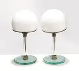 Wilhelm Wagenfeld, Pair of table lamps (2), 1923; these examples produced c. 1975