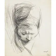 untitled (head) by Lee Lozano, 1960, graphite on paper with perforated edges, sold Apr 2010