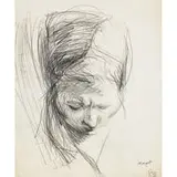 Lee Lozano, untitled (head), 1960, graphite on paper with perforated edges