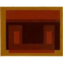Josef Albers, Ochre Around Red + Browns, 1947, oil on blotting paper mounted to aluminum