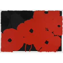 Reds and Blacks by Donald Sultan, 2008, screenprint with felt flocking on paper, sold Apr 2010
