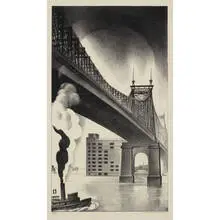 Queensborough Bridge by Louis Lozowick, 1930, lithograph on paper, sold Apr 2010