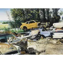 Pillars of Steel by Kirk Lybecker, 1985, watercolor on paper, sold Apr 2010