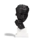 Eugène Bourgoin, Le Poète, patinated bronze on stepped white marble base