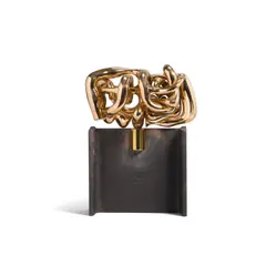 Salvador y Dalila by Miguel Berrocal, gilt bronze on steel stand, sold Mar 2022