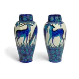 Charles Catteau, Pair of Deer Vases, glazed earthenware, each numbered and stamped 'D