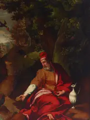 Netherlandish School, Elijah and the raven, oil on panel