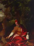 Netherlandish School, Elijah and the raven, oil on panel