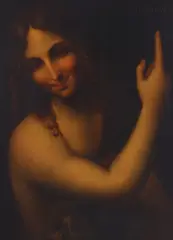 Leonardo da Vinci, St. John the Baptist, oil on canvas laid down on panel