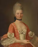 A portrait of  lady holding a fan by French School, oil on canvas, sold Nov 2022