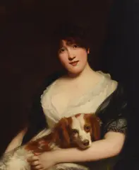 Sir William Beechey, A portrait of a lady holding a spaniel, oil on canvas