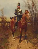 Hermanus Willem Koekkoek, 19th Royal Hussar, Squadron Sergeant Major, oil on panel