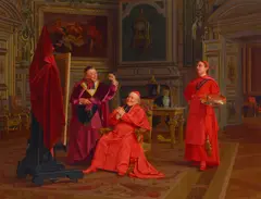 Emile Meyer, Appreciating his latest commission, oil on panel