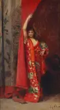 Jehan Georges Vibert, The red kimono, oil on canvas