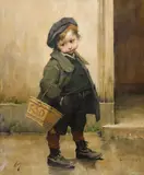 Henri Jules Jean Geoffroy, Apres les vacances, oil on canvas