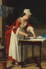 Joseph Caraud, A good housewife, oil on canvas