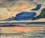 Max Pechstein, Meereslandschaft, 1924, Aquarell auf genarbtem Papier