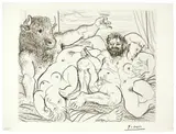 Pablo Picasso, Scène bacchique au minotaure, 1933, Radierung auf dickem Bütten (Wasserzeichen: Picasso)